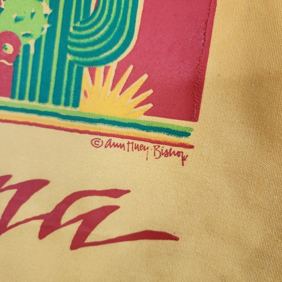 Arizona Novelty Souvenir Tote Bag Purse Large 1990s 90s Yellow Cactus Bohemian - Picture 2 of 9
